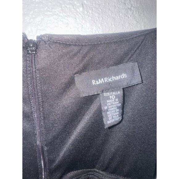 R&M Richards Black Fringe Sequined Maxi Gown w/ Slit Sz 10 Long Formal Flapper - Picture 10 of 10